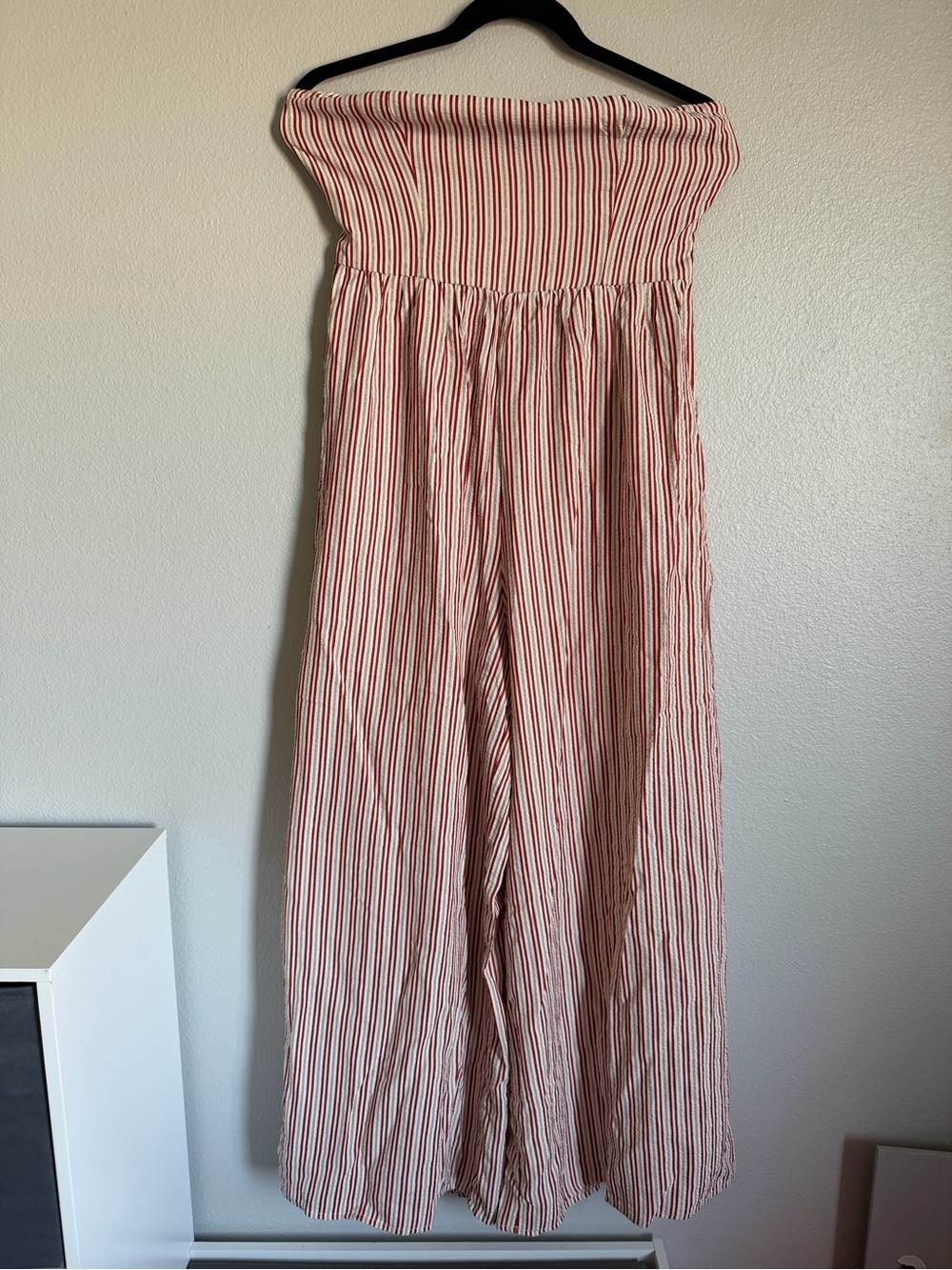 Cupshe Red and White Striped Strapless Jumpsuit